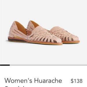 Nisolo Huarache sandals in desert rose. Worn once. Size 7.5
